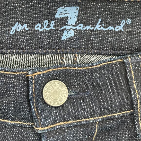 7 For All Mankind Dark Blue Denim Crop Dojo Low Rise Straight Leg Y2K Jeans 28 - Picture 8 of 15